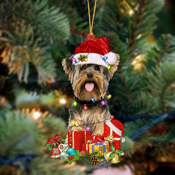 Acrylic 2D FLAT Yorkshire Terrier 1-Dog Be Christmas Tree Hanging Ornament