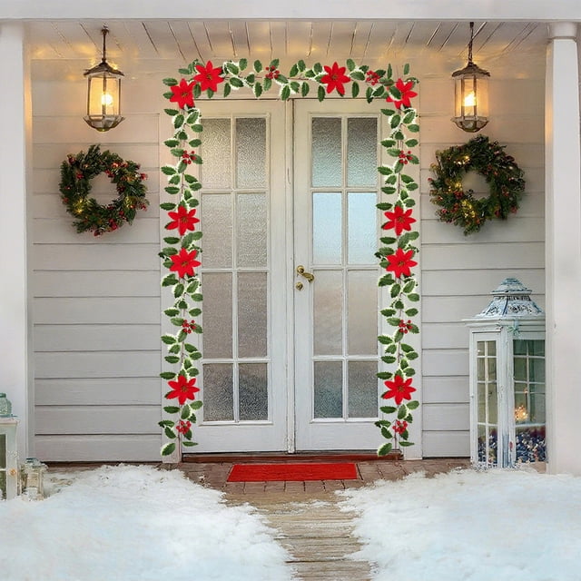 Cameland Vignes Artificielles de Noël, avec Baies Rouges pour Décorations de Fête comme Portes et Fenêtres et Cheminées