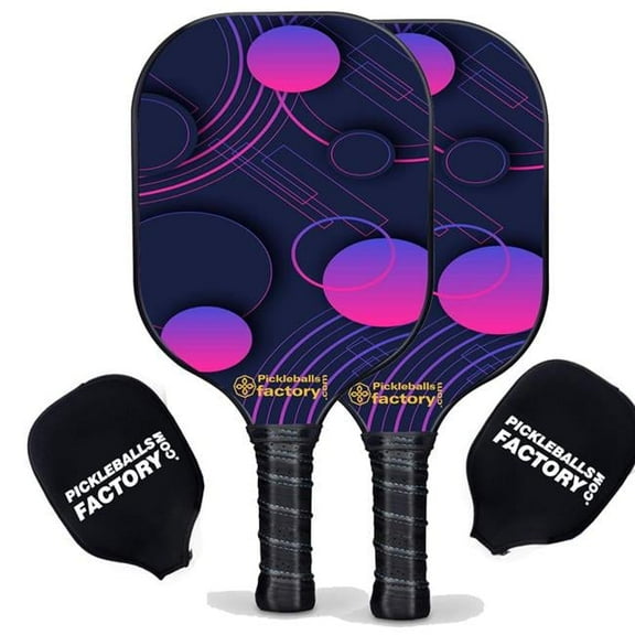 Pickleball Factory PB0008-5-C Pickleball Paddle Set - Wave Point Pickleball Equipment, Driveway Pickleball Set, Carbonfiber Graphite