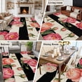 thumbnail image 6 of 5x7 Area Rugs for Living Room, Flower Stripes Non Slip Area Rugs for Kitchen Bedroom Entryway, Black White Geometric Pink Rose Floral Washable Carpet Runner Rug Floor Mats for Bedroom Home Decor, 6 of 9