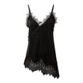 thumbnail image 4 of Arlun Womens Satin Lace Trim Spaghetti Strap Long Tank Tops Thin Comfy Silky Patchwork Camisole Top Elegant Solid Color Layering Sleeveless Blouse Black XL, 4 of 6
