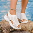 thumbnail image 2 of Rokment Women's Walking Sandals Lightweight Comfortable Mesh Cut-Out Open Toe Memory Foam Thick Sole Athletic Nursing Tennis Non Slip Work Sneakers Summer Shoes White Size 9, 2 of 6