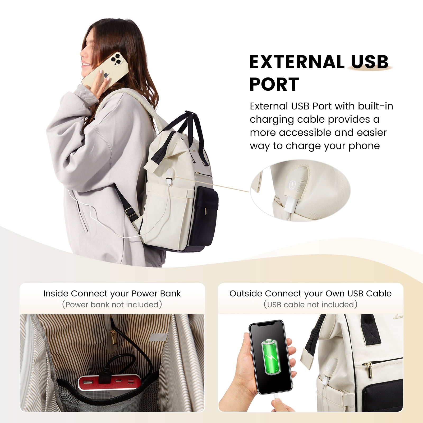 Lovevook Laptop Backpack for Women, Vintage Teacher College Nurse Work Computer Bag Fit 15.6" Laptop with USB Port, Waterproof Travel Backpack Purses