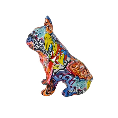 French Bulldog Painted Red Graffiti Resin Statue Size: 8  x 5  x 10 H