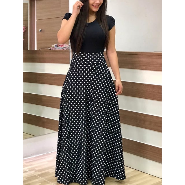 Estampado de flores color a juego vestido de manga larga falda larga ropa de mujer MABOTO Corta 2XL