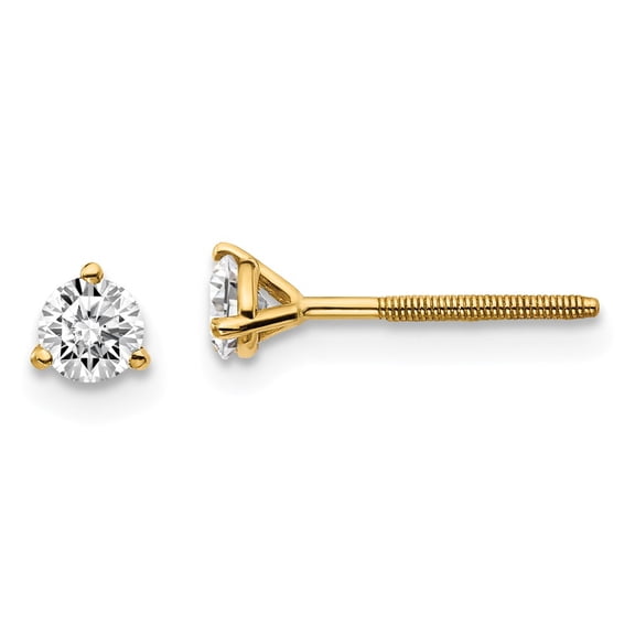 14K Yellow Gold Earring Stud Women'S Diamond Lab Grown Round