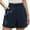 Blue, variant on Clearance! Women's Linen Shorts High Waist Wide Leg Summer With Pockets Pleated Wrap Hem Zippered Casual Comfortable Lightweight Beach Shorts Black L Size