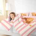 thumbnail image 3 of Homewish Cute Golden Retriever Dog Twin Comforter Sets,Cartoon Animal Bedding Set,Pink White Stripes Decor,Pink Reversible,2 Pieces,1 Comforter and 1 Pillowcase, 3 of 7