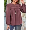 thumbnail image 3 of Corabera Cute Tops for Women Crew Neck Puffed Womens Blouses Dressy Casual Crochet Tassel Flowy Shirts Babydoll Tops with Leggings Red XL, 3 of 7