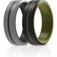 thumbnail image 1 of YWC-Silicone Wedding Rings for Men 2 Layers - 7 Rings / 4 Rings / 1 Ring - Engraved Middle Line Beveled Edge Rubber Engagement Bands - 8.2mm Width 2.5mm Thickness, 1 of 4