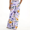 thumbnail image 4 of Dress Pants Women Petite High Waisted Wide Leg Summer Beach Vacation Pants Boho Lounge Casual Palazzo Trousers, 4 of 7