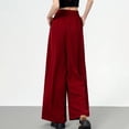 thumbnail image 4 of BUYISI High Waist Slim Casual Textured Ice Silk Wide Leg Pants Red 2XL, 4 of 7