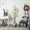 thumbnail image 4 of Nearly Natural 6ft. Artificial Bougainvillea Tree with Handmade Jute & Cotton Basket, White, 4 of 4