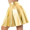thumbnail image 4 of Sxiwei Women's Shinny Metallic High Waist Flare Skirt Glossy Flared Skirt Clubwear Party Gold L, 4 of 6
