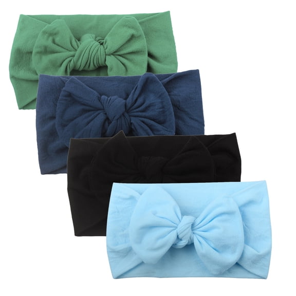 Bmisegm Baby Girl Headbands 4PCS Adorable Cute Solid Bow Turban Headband for Toddler Girls Baby Hair Ties C,One Size
