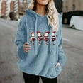 thumbnail image 2 of yoeyez Christmas Hoodie Sweatshirts for Women Xmas Fuzzy Fleece Sweatshirt Faux Shearling Warm Sherpa Pullover Tops with Hood Blue,L, 2 of 5