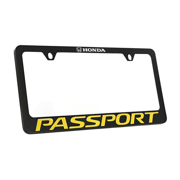 Honda Passport wordmark black coated metal license plate frame holder 2 hole
