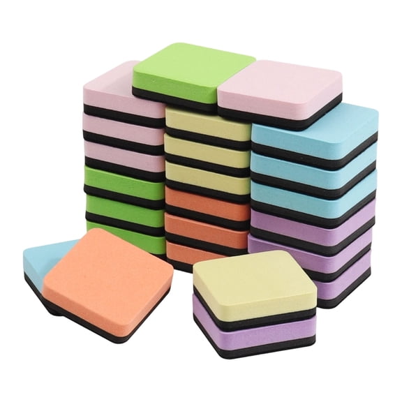 24-Pack Mini Magnetic Whiteboard Erasers in Pastel Colors, Compact 2×2 Inch, Reusable for Dry-Erase Boards