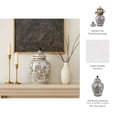 thumbnail image 5 of Chinoiserie Bird and Vines Temple Jar for Living Room Decor - Ceramic Vase for Bedroom, Office, and Kitchen Counter - Flower Vase for Console Table and House Accent - 12", Brown & White, 5 of 13
