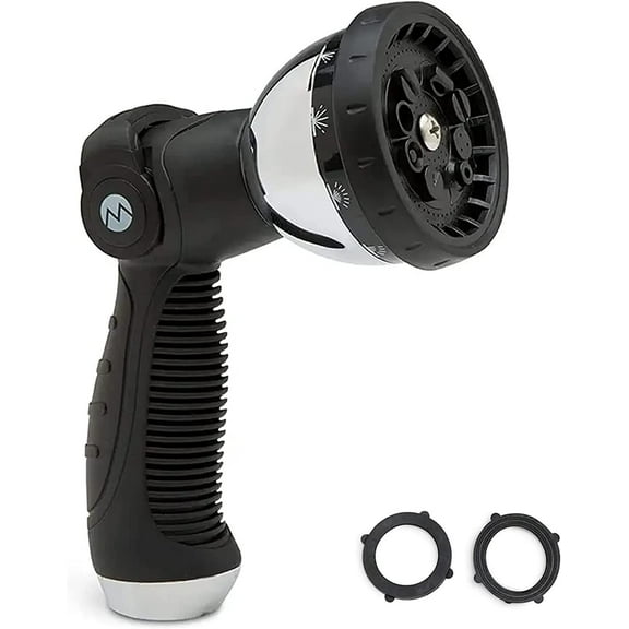 Morvat Water Metal & Rubber Hose Nozzle Sprayer with 10 Spray Patterns
