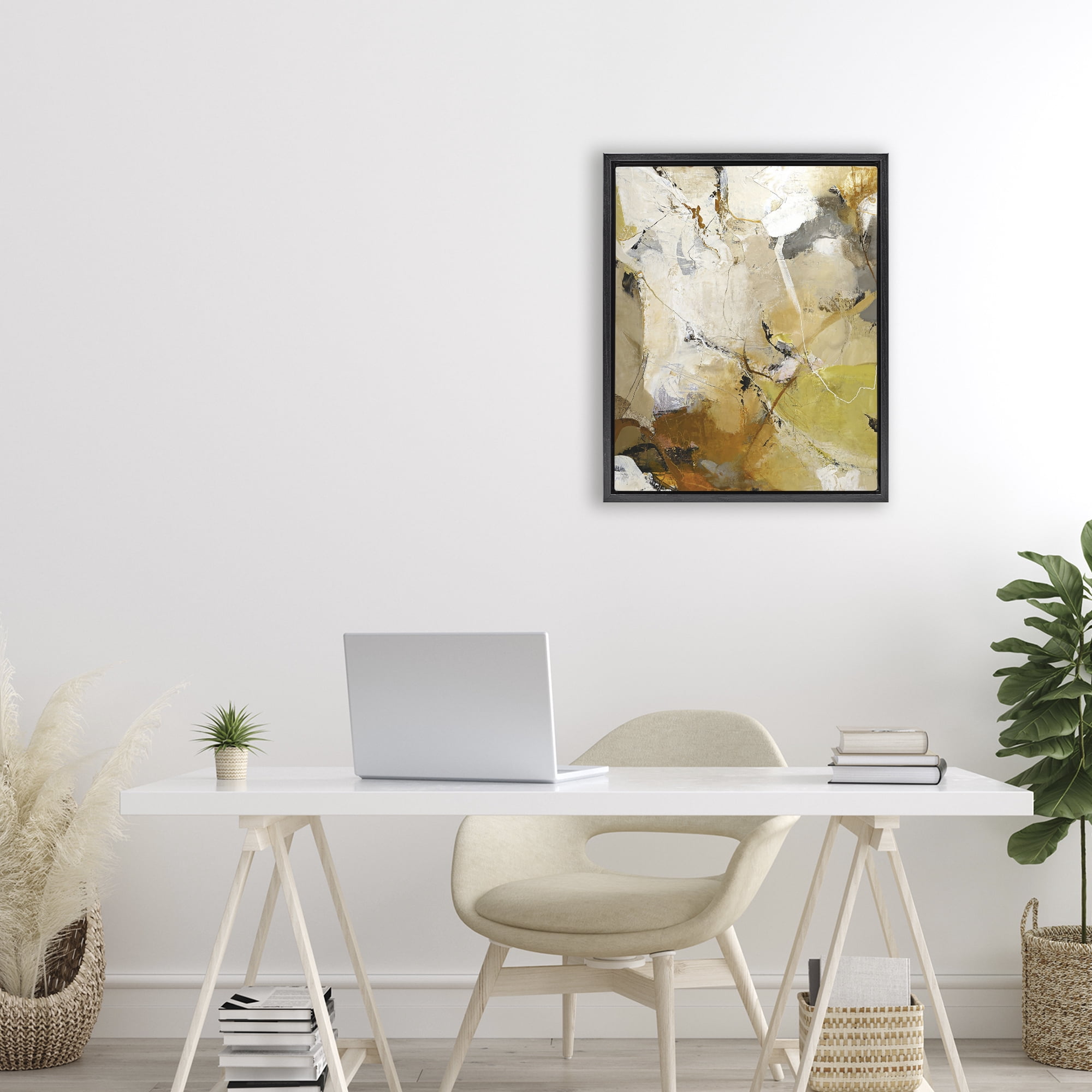 Stupell Industries Warm Earth Tones In Motion Black Framed Floater Canvas Wall Art, design by Design Fabrikken
