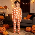 thumbnail image 5 of Ticikt Kids Halloween Print Pajama Set, Long Sleeve Top & Pants Sleepwear for Boys Girls,Orange, 5 of 5