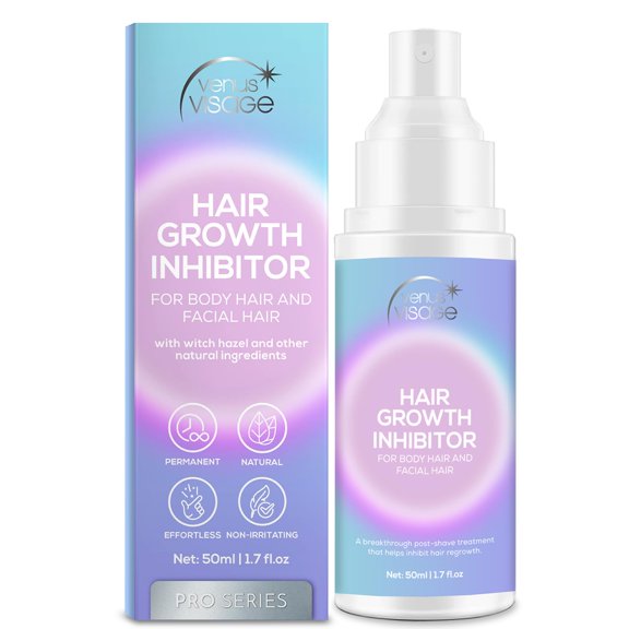 VENUS VISAGE Inhibidor del cabello 50 ml Spray mejorado para el crecimiento del cabello Eliminación no irritante para el cuerpo, la cara, el brazo, la axila, la pierna para hombres y mujeres