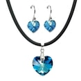 thumbnail image 1 of Juego de aretes y collar de caucho con dije en forma de Corazón, plata mexicana ley .925, Azul Bermuda, 1 of 5