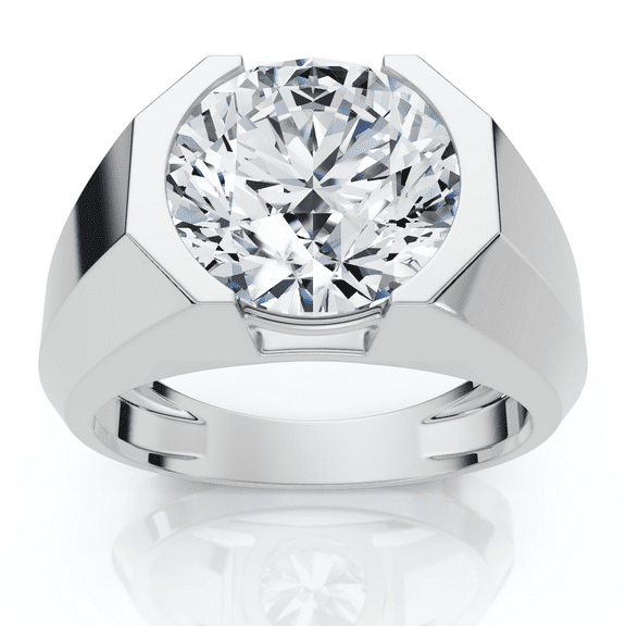 Pompeii Certified 5Ct Elon Signature Men's Bezel Diamond Ring 14k Gold or Pt Lab Grown