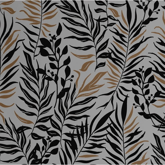 S4sassy Removable Nature-inspired Waterproof Wall Wrap, Finish Wallcover, Tropical Palm Leaf Print Contact Paper for Walls, Cabinet, Dresser, Self Adhesive Vinyl Wallpaper Roll- Gray-25"x120"