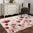 thumbnail image 4 of Pink Flowers 3'x5' Washable Rug, Spring Watercolor Botanical Floral Beige Non-Slip Area Rugs for Entryway Kitchen Classroom, StainResistant Dorm Throw Carpet, Low Pile Soft Indoor Floor Mat, 4 of 9