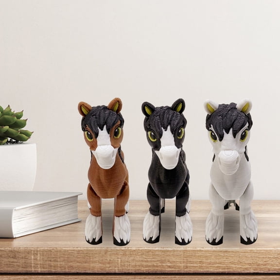 Dserhfy 3D Printed Horse Ornament Simulation Pony Fidget Toy with Movable Joints Articulated Animal Model Educational Toy Home Office Decoration