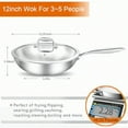 thumbnail image 3 of Tri-Ply Stainl Steel Woks 12 Inch Healthy Non-Toxic Cooking Wok Pan with Lid Wide Deep Cookware Stir-Fry Pans Dishwasher and Oven Safe Up To 600F Works on Induction, 3 of 8