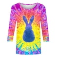 thumbnail image 5 of successthop Easter Clothes Women Bunny Casual 3/4 Sleeve Beach T Shirt Crewneck Top Loose Summer Vacation Clothes M, 5 of 5