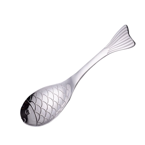 Toyandona Fish-Shaped Stainless Steel Soup Spoon, Plated Cooking Spoon for Safe Kitchen Use