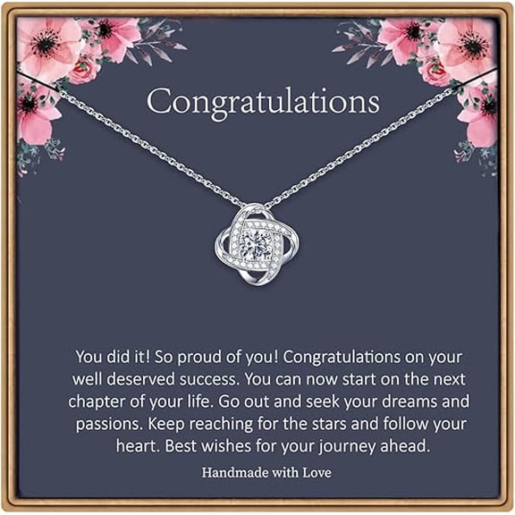 Graduation Gifts for Daughter with Message Card and Gift Box, 2025 Graduation Day Gift for Daughter from Dad, Love Knot Necklaces for Her, Congratulations Gift Necklace