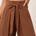 thumbnail image 3 of Morttic Women's High Waist Wide Leg Pants – Tie Waist Slit Design Solid Loose Boho Summer Beach Vacation Flared Trousers Dark Brown，XL, 3 of 6