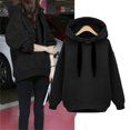 thumbnail image 2 of Baqcunre Women's Clothing, Women's Fleece Drawstrings Hooded Loose Long Sleeve Pullover Sweatshirt Valentines Day Gifts, 1Pc Sweater Black L, 2 of 4