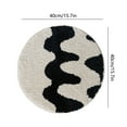 thumbnail image 3 of SDJMa 100% Cotton Tufted Bathroom Rugs Luxurious Plush Black and White Pattern Bath Mat Absorbent, Quick Dry, Spa Design Shower Room Décor, Circular 15.7" x 15.7", 3 of 6