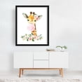 thumbnail image 3 of Giraffe, Jungle Animals, Safari Animals, Bubble Gum, Pink Flowers, Girl Nursery - Illustration Watercolor Animal Whimsical Floral Black Framed Wall Art Print 18 x 24 inches, 3 of 4