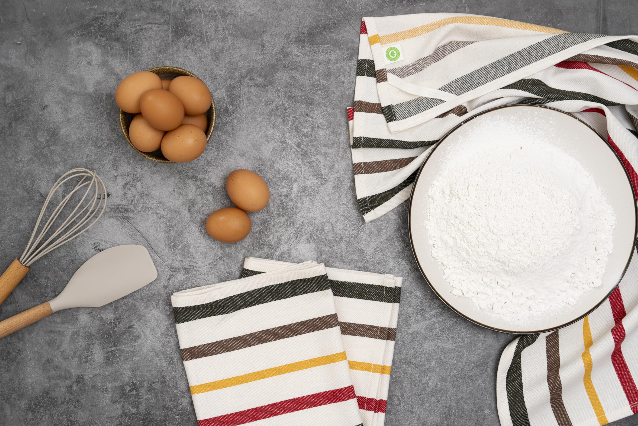 Harvest Striped Dish Towels, Absorbent, 30x20", Cotton (Fall, Pack of 6)