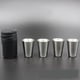 thumbnail image 2 of Juego de vasos de chupito de acero inoxidable 30ml | Copas de vino portátiles para exteriores 4 Pack | Construcción Duradera y Gruesa | Funda de cuero negro | Camping, Viajes, Fiestas | Bebida fría, 2 of 8