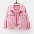 thumbnail image 2 of Baberdicy Women's Denim Jackets Clearance Limited Time Deal, Womens Candy Color Denim Jacket Relaxed Fit Casual Jean Trucker Jacket, 2 of 9