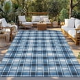 thumbnail image 2 of Blue Plaid Outdoor Rug for Patio/Deck/Porch, Non-Slip Large Area Rug 5 x 8 Ft, Modern Simple Watercolor Buffalo Lattice Indoor Outdoor Rugs Washable Area Rugs, Reversible Camping Rug Carpet Runner, 2 of 8