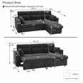 thumbnail image 6 of Muumblus 82" Convertible Sectional Sofa Bed with Cup Holders, Storage Chaise, L-Shaped Sofa Sleeper Couch Bed for Living Room, Gray Polyester, 6 of 6