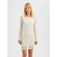 thumbnail image 2 of Mesh Round Neck Stone Embellished Long Sleeve Mini Dress, 2 of 5