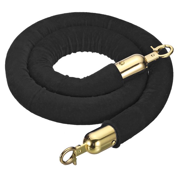 Unique Bargains 3 Feet Black Velvet Stanchion Rope, Crowd Control Barrier Rope with Snap Hook, Golden