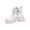 Beige, variant on Dasayo Hiking Womans Boots Beige Ankle Chunky Lace up Faux Leather Motorcycle Side Zip Shoes Women Shoes 36