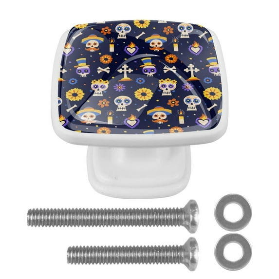 4 Pieces Set Drawer Pulls Handle Square Wardrobe Cabinet Knobs with Stainless Steel Screws Furniture Kitchen Decor