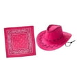 thumbnail image 1 of Sombrero de vaquero de ala ancha con bandana, accesorios para el sol, sombreros de vaquera para adultos Rosa oscuro, 1 of 9